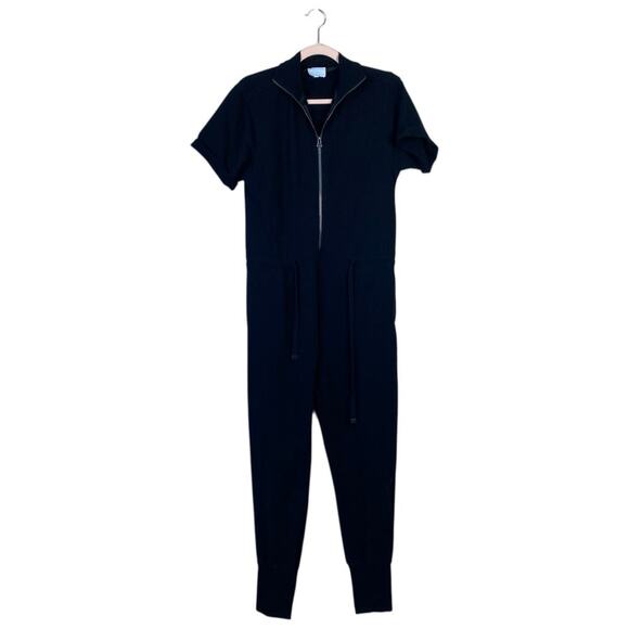 SUNDAYS Tess Stand Collar Jumpsuit Size Small Black Anthropologie Casual Lounge - Picture 3 of 8